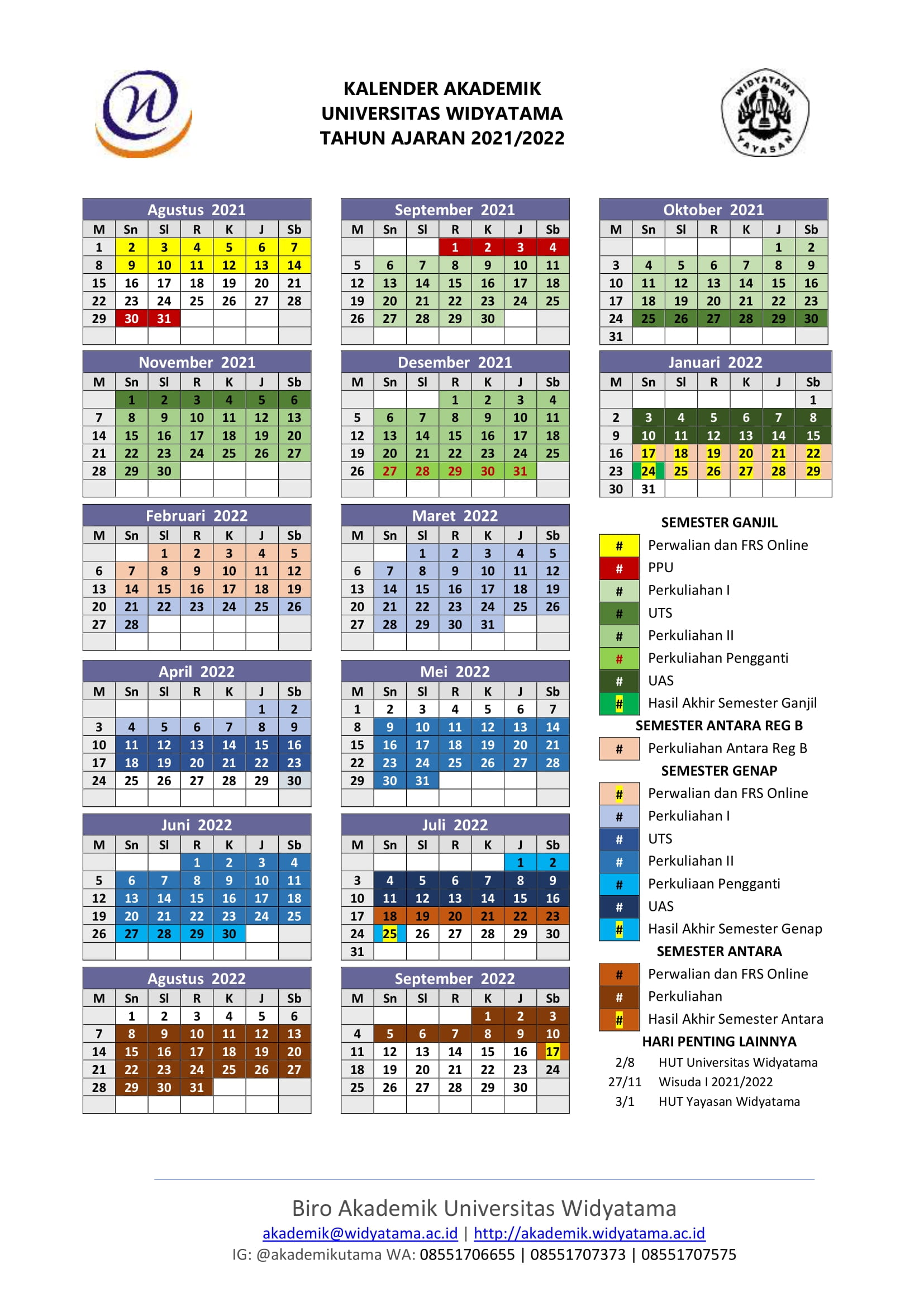 Kalender akademik telkom university 2021